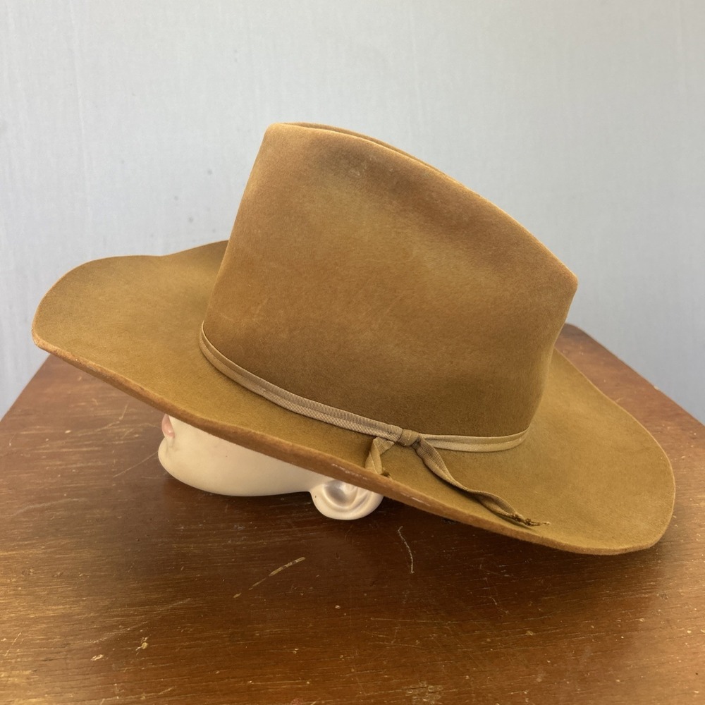 Vintage Resistol Western Felt Cowboy Hat Tan Brown Size 7 Made USA 1950s 60s
